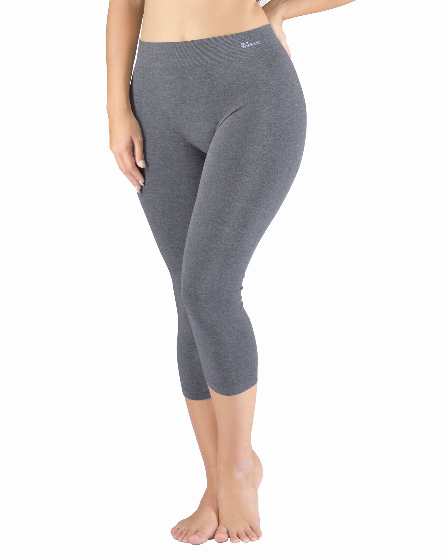 Women's Bamboo Spandex Flexible Texture Detailed Capri Leggings, Jam / L, CARAUCCI